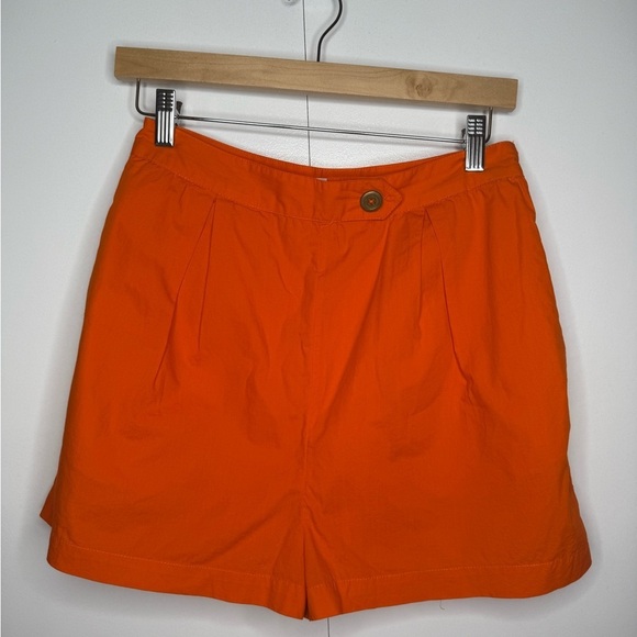 Maeve Pants - Maeve - Anthropologie - Orange Pleated Poplin Shorts 100% Cotton - US 4